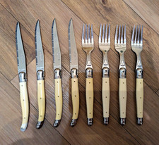 Laguiole Jean Dubost 8pc Cutlery Set 4 Knives 4 Forks Cream Handles