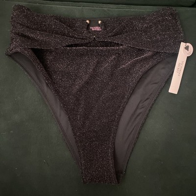 Victoria s Secret Bikini Unterteil Bottom Hose Schwarz Glitzer High Hoch S Neu