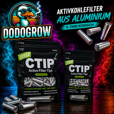 25 oder 200 Stück CTIP Aktivkohlefilter ø 6-7mm konisch Aluminium Filter