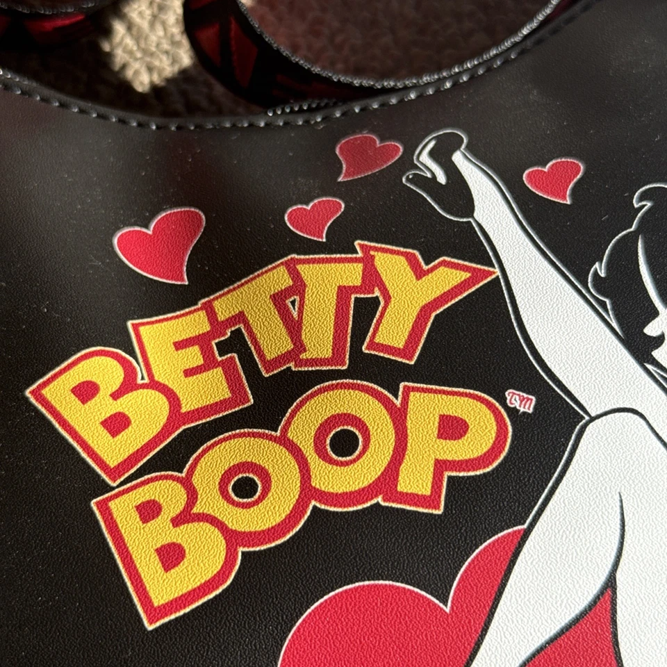 Bolso Bandolera Betty Boop Diseño Corazón Amor Negro y Rojo Foto 4 de 4