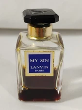 Vintage Lanvin Paris My Sin Purfume 25% Full France Miniature Bottle 1/2 Oz 