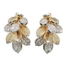 Cartier Grain De Café Au750 Pt950 Diamond Earrings Women Gold One Size