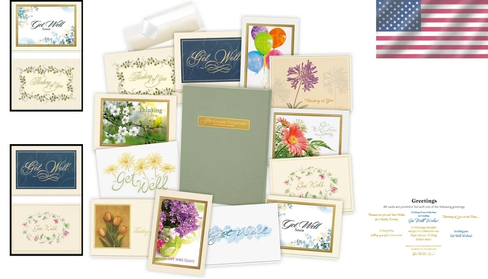 Deluxe Get Well Greeting Cards Collection - 35 Assorted Foil-Stamped Cards - Image 2 of 4