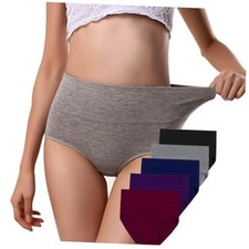 Womens Underwear, Soft Cotton High Waist 5X-Large 5 Pack in 5 Drak Colors