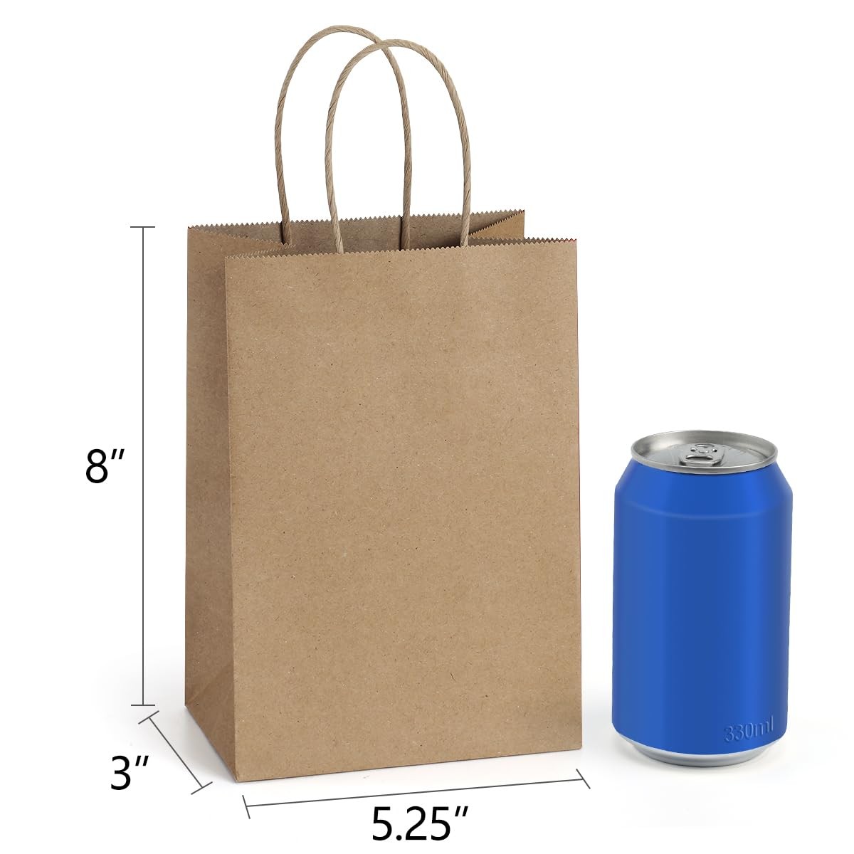 BagDream Gift Bags 100Pcs 5.25x3x8 Small Kraft Paper Gift Bags with Handles