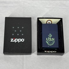 Zippo US Navy Anchor Blue Matte Lighter USN Made in USA 9002 NEW