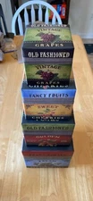 Vintage Primitive Bob’s Boxes Lang Paper Co Fancy Fruits Stackable 4 Ct Of Boxes