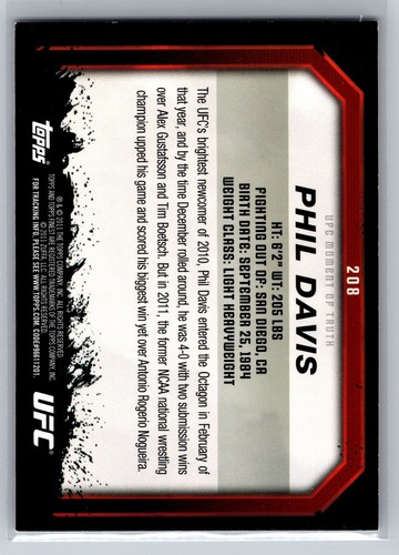 2011 Topps UFC Moment of Truth #208 Phil Davis - Picture 2 of 2