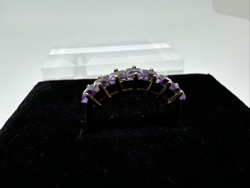 10k Yellow Gold Princess Cut Amethyst Gemstone Channel Set Band Ring Sz 6.5 - Picture 6 of 13