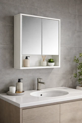 New Stunning Norsk High Gloss Bathroom Mirror Cabinet Perfect Bathroom Storage