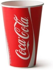 50 x Coca Cola Strong Paper Cups 400ml Disposable Cold Drinks