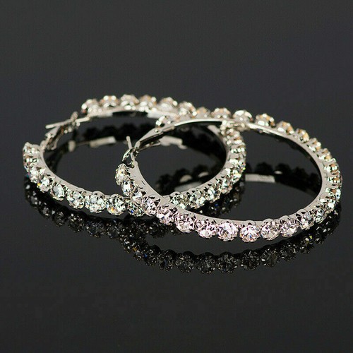 Fashion Silver Plated,Gold,Rose Gold Hoop Earrings Jewelry Pair/set Lab-Created - Picture 13 of 13