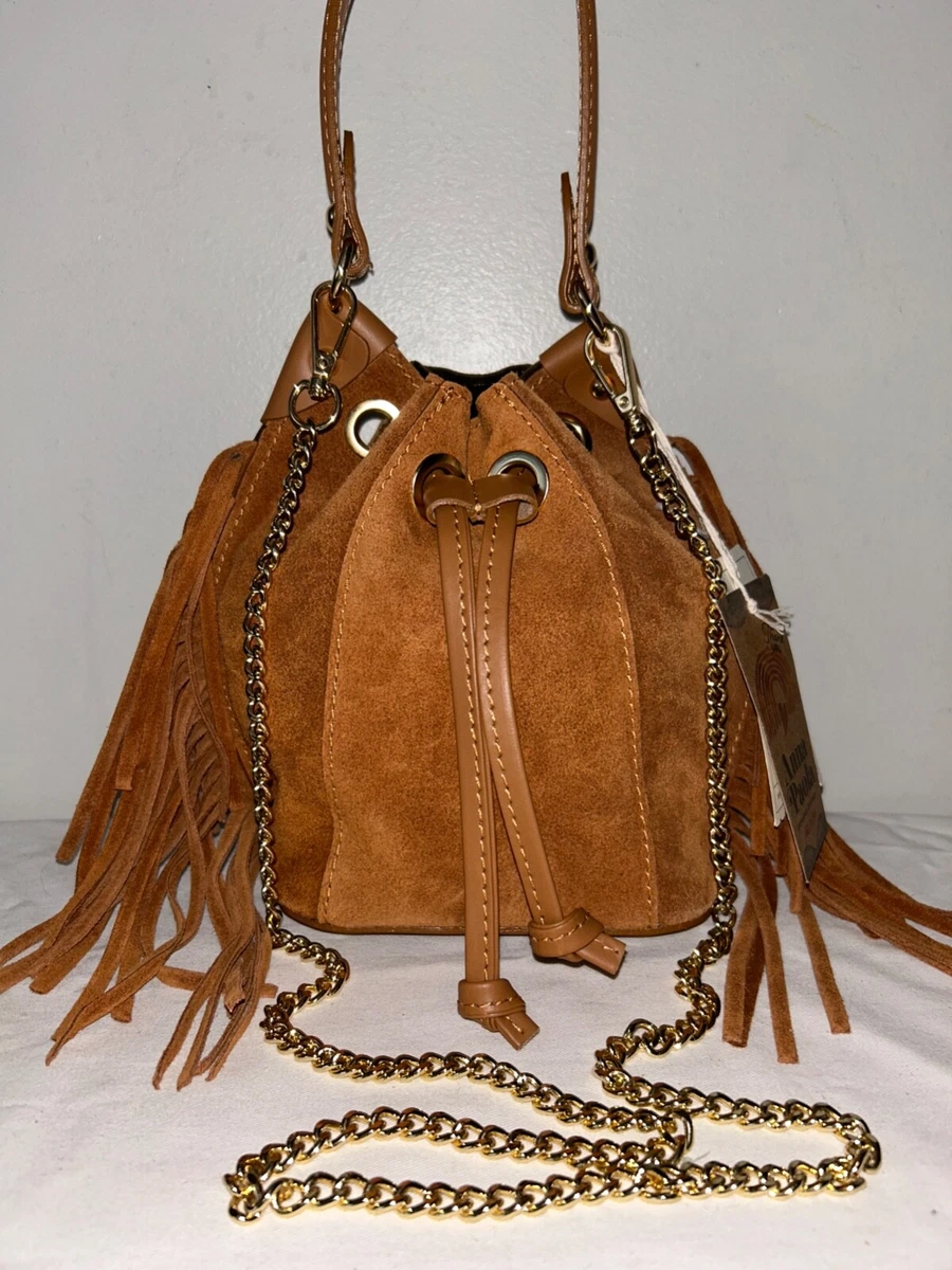 Brown fringe on sale bucket bag