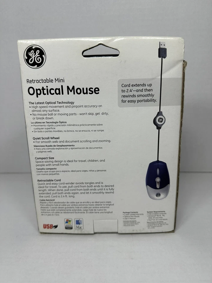 GE Mini Retractable Optical Travel Mouse General Electric - New Sealed - Image 4 of 4