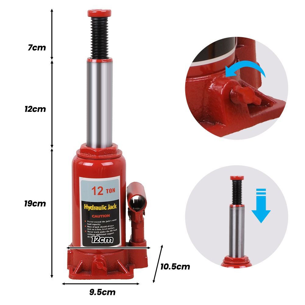 12Ton Heavy Duty Hydraulic Bottle Jack Automotive Car Repair Shop Jack