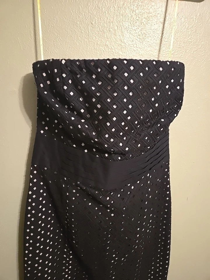 Catherine Malandrino Dress Black Strapless Eyelet Size 2 NWT - Image 2 of 4