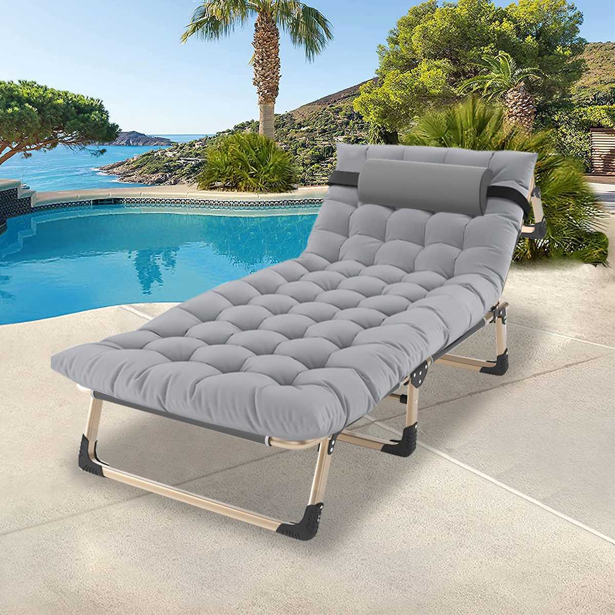 Folding Outdoor Cot Lounge Chair Reclining Patio Bed Adult Kids