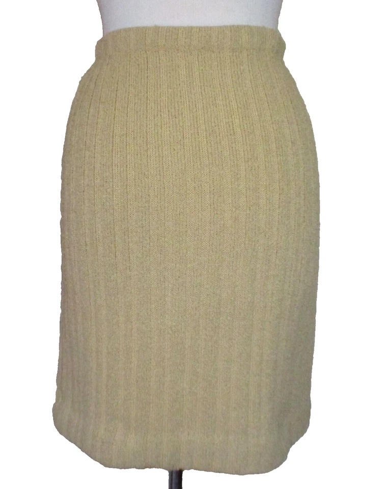 Vintage Adolfo Saks Fifth Avenue Knit Skirt XS/S Women Tan Knit Black Trim - Image 4 of 4
