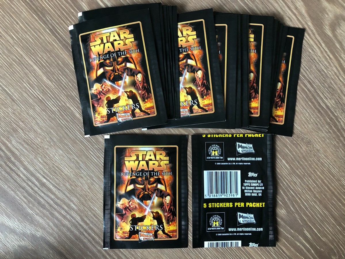 50 PCS 2005 Star Wars Revenge Of The Sith Sticker Packets TOPPS