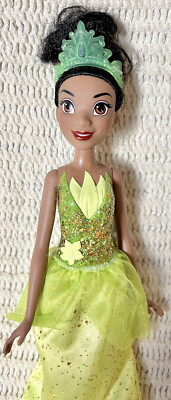 disney princess green dress black hair Royal Shimmer Tiana Doll rent uk brands