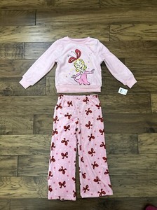 Christmas top and bottom set in pink Cindy Lou Who Bow Pjs Grinch Pajama 5T