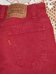 Levis 555 Orange Tab Red Denim Jeans 28 X 32 Relaxed Fit Straight Made in  USA | eBay