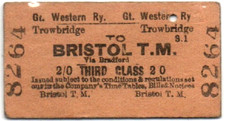 Great Western Railway Ticket Trowbridge to Bristol T.M. (Pre-Grouping)