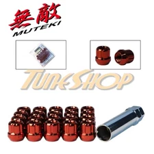 MUTEKI OPEN END SPLINE TUNER LOCK LUG NUTS 12X1.5 1.5 ACORN WHEEL RIM RED H