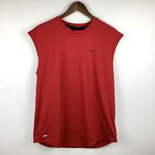 Nike Sleeveless Top Men's Large Red Dri-Fit Activewear Gym Training Basketball