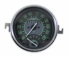 VW BUG BUS GHIA ISP 120 MPH SPEEDOMETER w/COMBO GAS FUEL GAUGE GREEN NUMERICALS