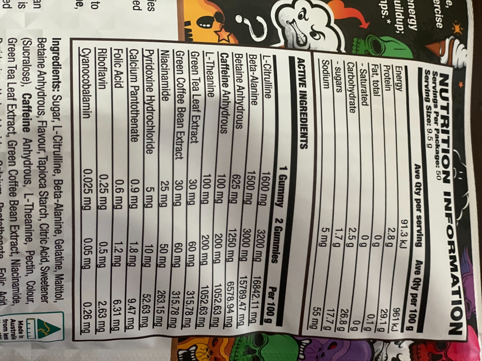 Conduit Pre Workout Gummies 50 Serves Energy I Focus I Performance I