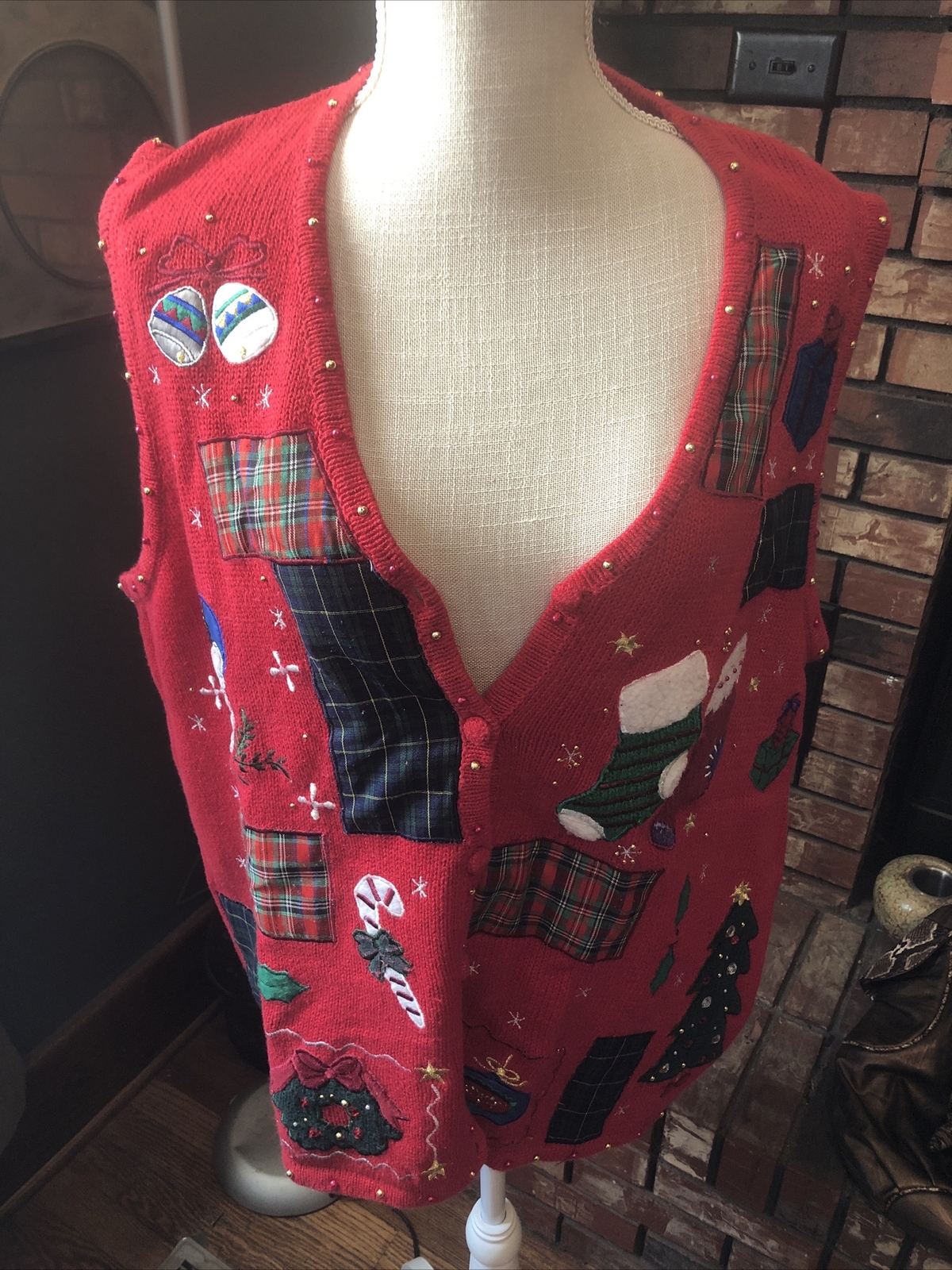 Vtg Womens Christmas Sweater Vest Size 