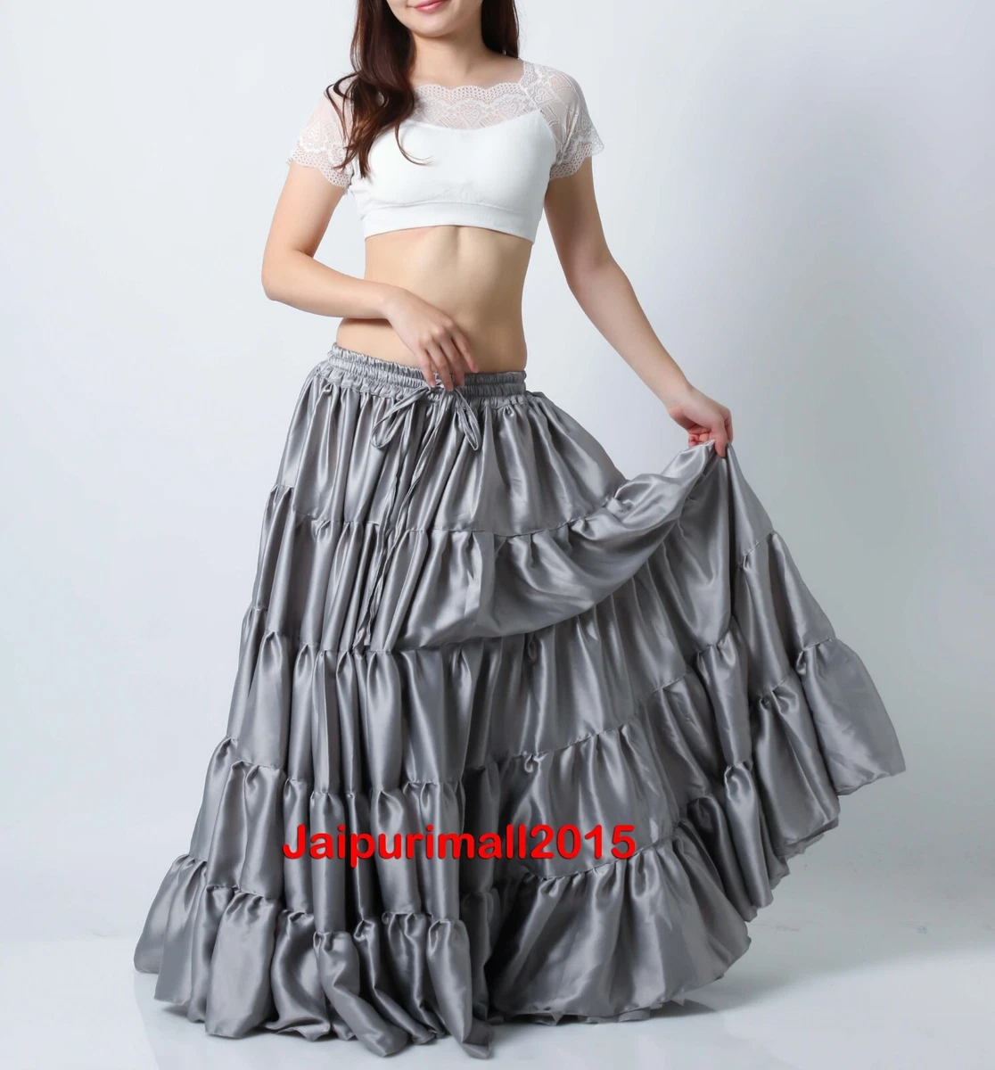 Grey colour long skirt sales