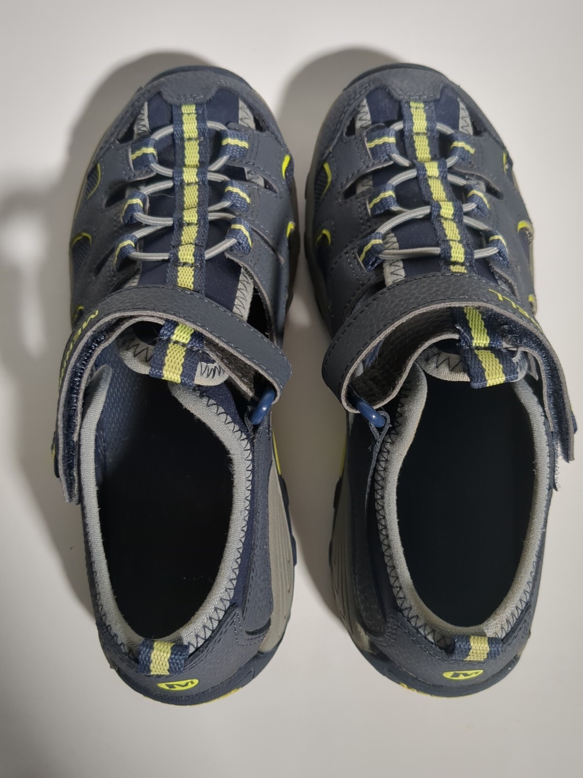 Sandali in pelle da escursionista Merrell Boy's Navy Lime Hydro H2O taglia 4 0 W usati