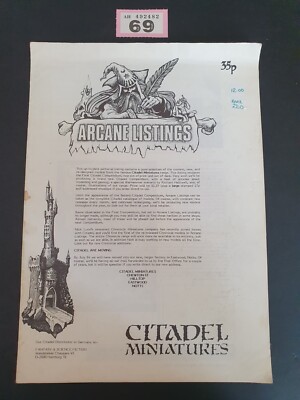 CITADEL MINIATURES ARCANE LISTINGS 1984 1st COMPENDIUM SUPPLEMENT/CATALOGUE