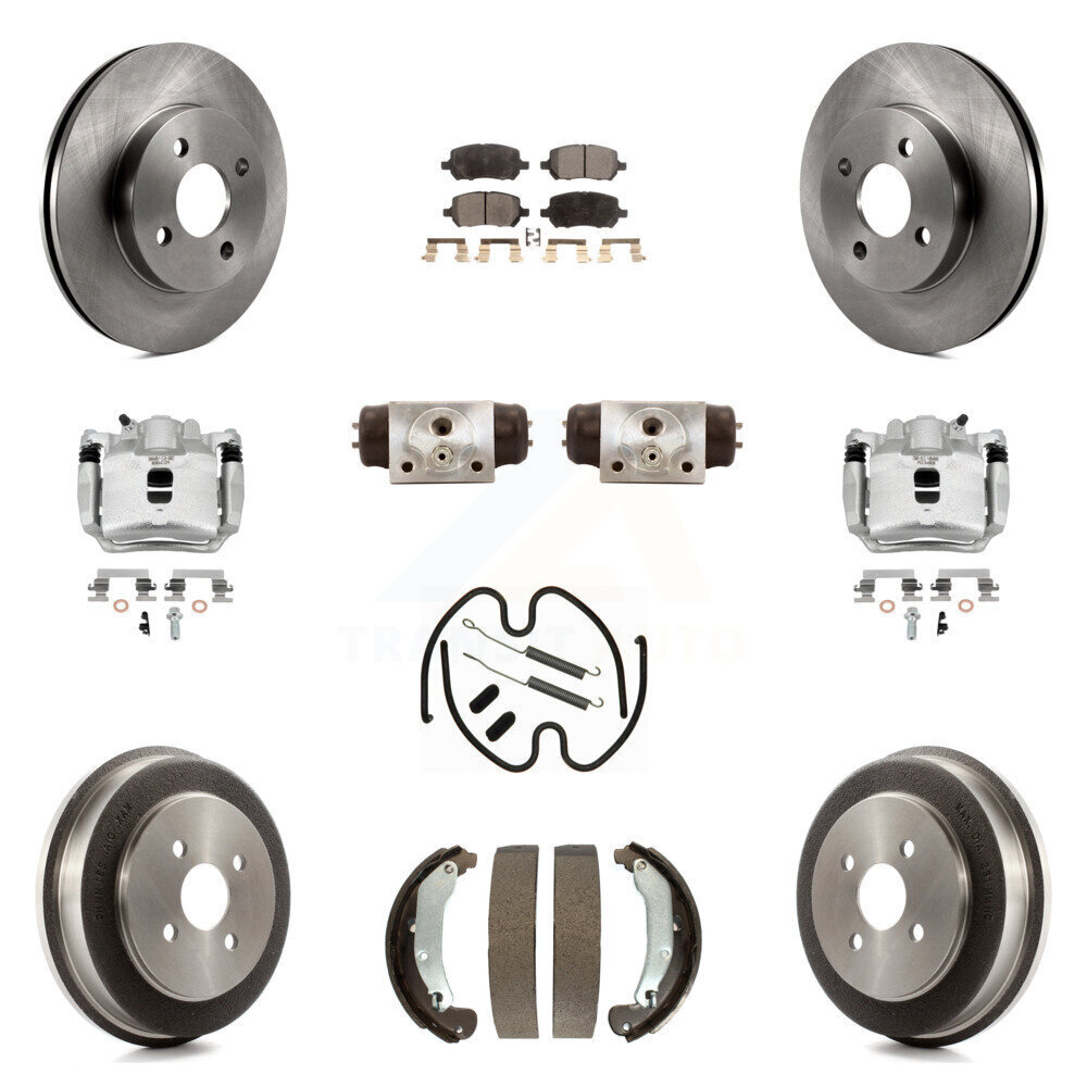 Front Rear Brake Caliper Rotor Drum Ceramic Pad Shoe Cylinder Hardware Kit