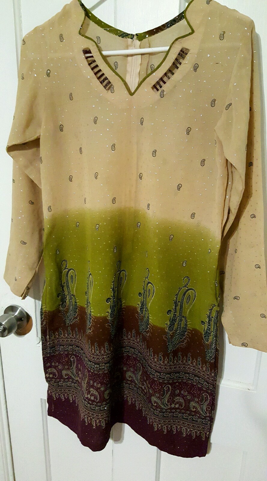 Pakistani Indian TriColo Kameez Soft Fabric Silk Ble… Gem