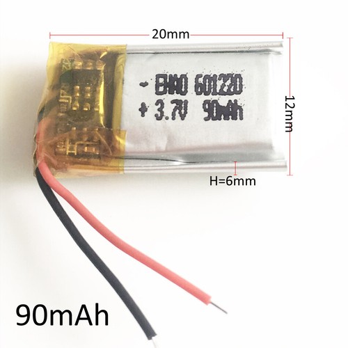 10 PIEZAS Batería Recargable de Polímero LiPo 3.7V 90mAh para Mp3 GPS Bluetooth 601220 - Imagen 2 de 6