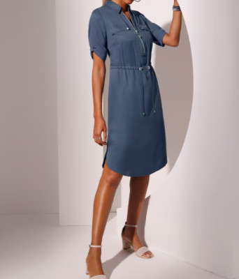 810214^ Creation L by heine Damen Kleid Hemdblusenkleid blau NEU Gr. 42