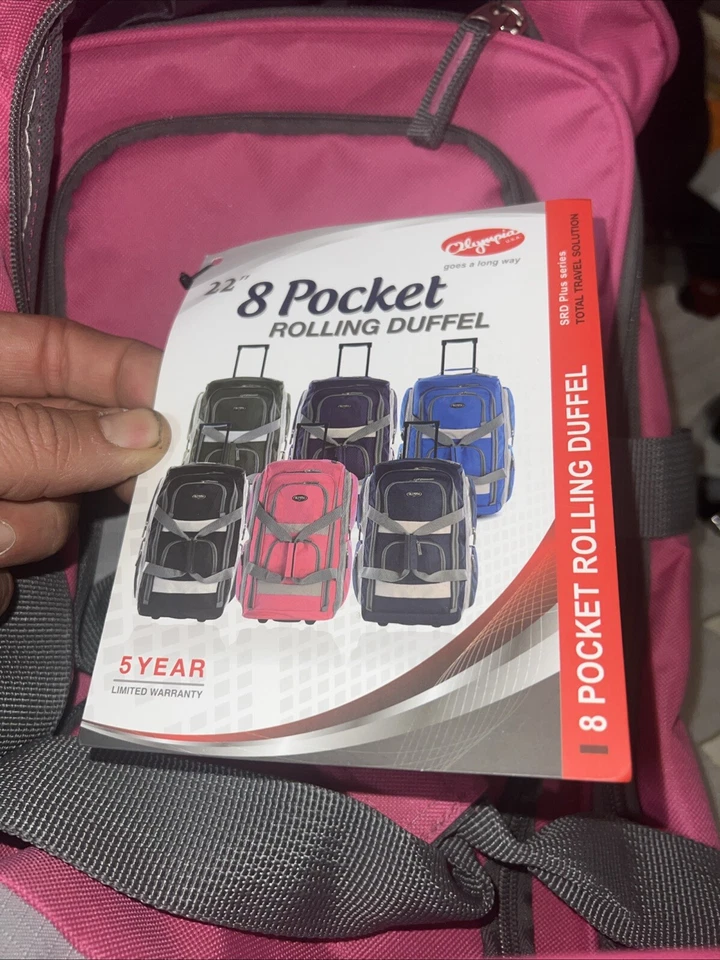 Bolsa de Lona Rodante Olympia 22 Pulgadas con Mango Retráctil, Rosa Caliente Nueva Nunca Usada Foto 3 de 4