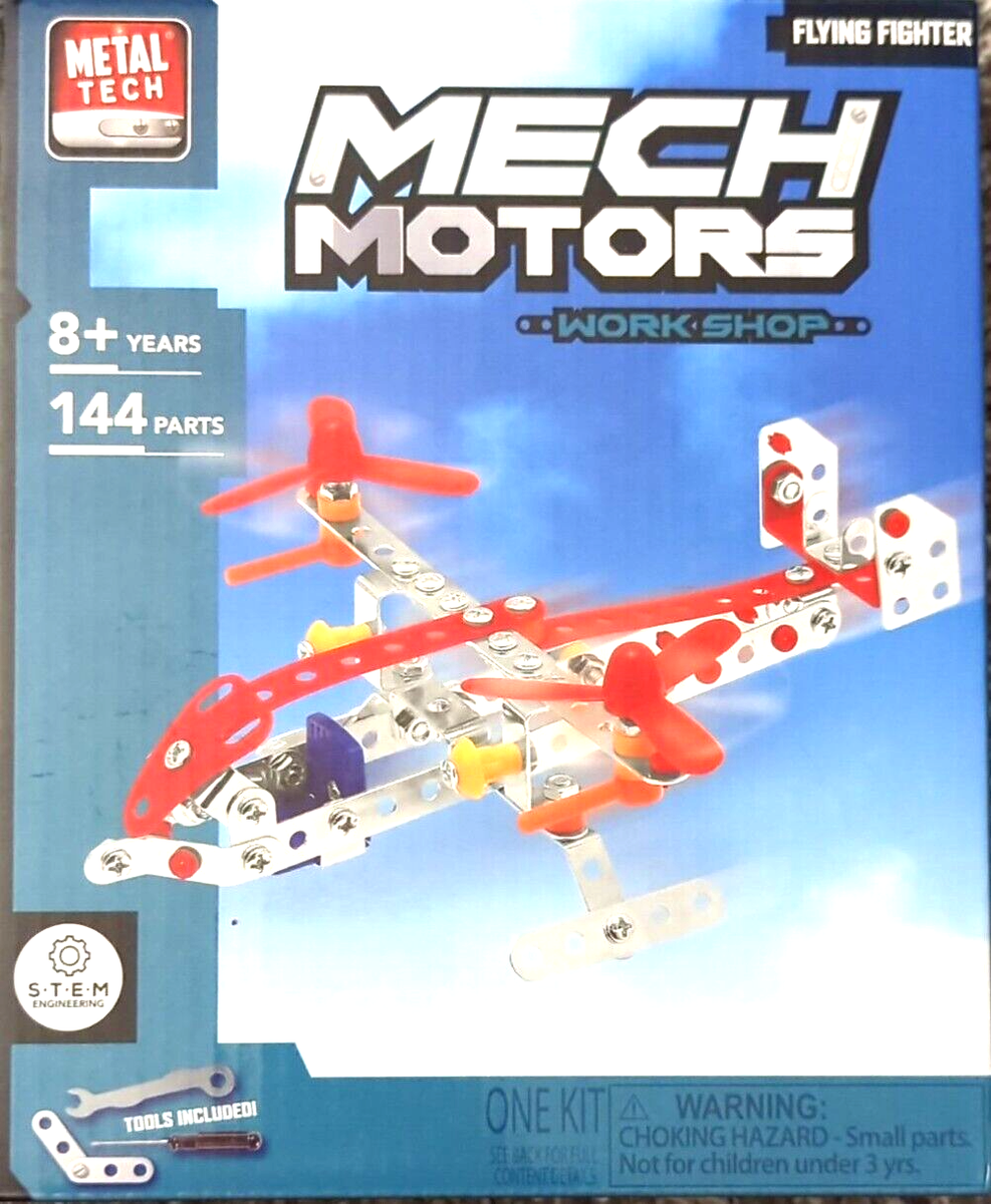 METAL TECH KIDS 144 PARTS FLYING FIGHTER MODEL PLANE BUILDING TOY