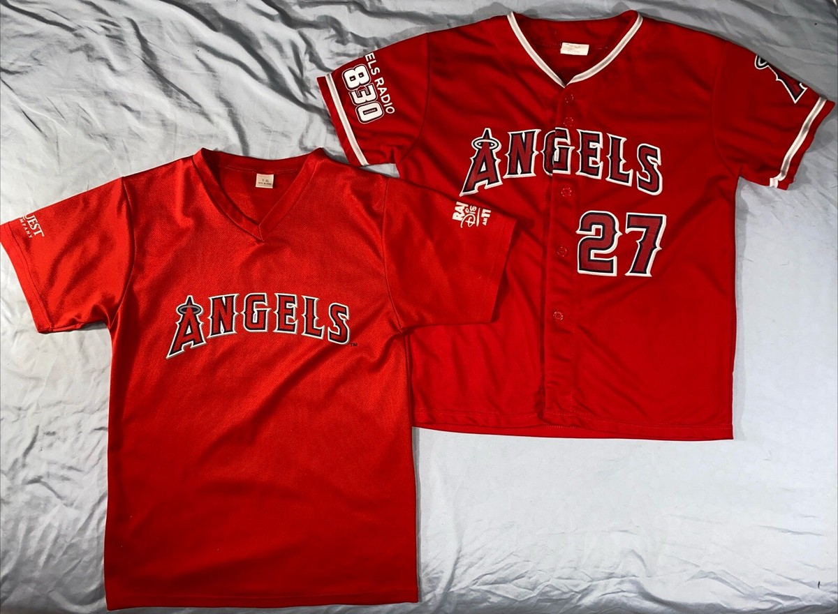 Los Angeles Angels 27 Mike Trout 15 Tim Salmon SGA Shirt Jersey