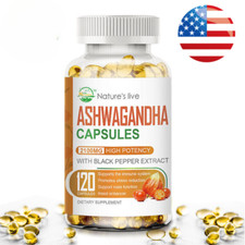 Organic Ashwagandha 120 Softgels 2100mg Supplement with Black Pepper Root Powder