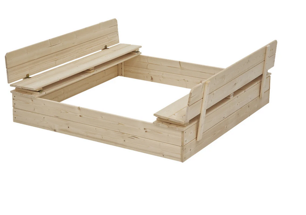 Sandkasten Sandkiste Sandbox Mit Deckel Und SitzbäNken Holz 120X120X20 Cm-image