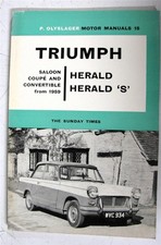 TRIUMPH Herald + S Car Manual Handbook OLYSLAGER #15 1962
