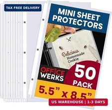 Officewerks Heavyweight Clear Mini Sheet Protectors Holds 5.5 x 8.5 Inch Sheets,