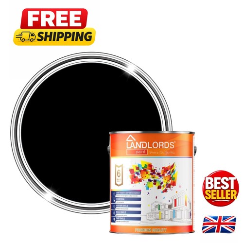 5L Landlords Anti-Mould Damp Paint - Black Matt Finish for Interior Protection