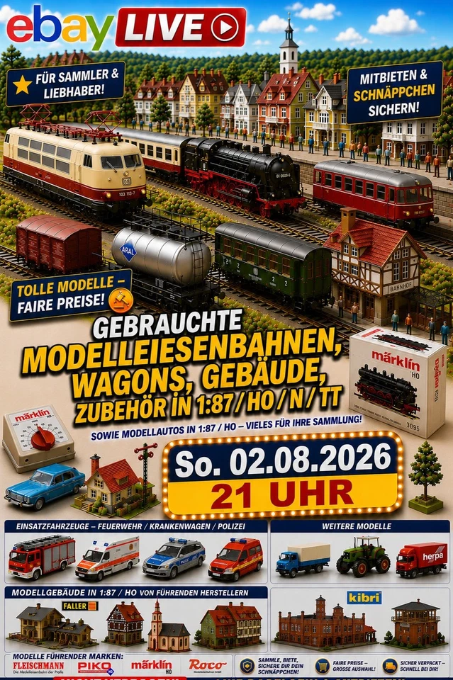 Gebrauchte Modelleisenbahnen, Wagons, Zubehör N/H0/TT und Modellautos 1:87