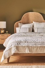 Anthropologie Gillian Plush Gauze Quilt King Off-White Vintage Luxury Comforter