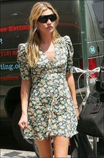 Topshop Kate Moss multicoloured green floral pansy patterned tea mini dress 8 10